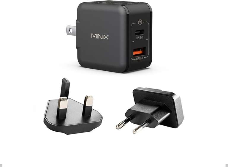 MINIX NEO P1 Mini 33W PPS 2-Port GaN Travel Charger ( Nano Phone Charger / UK / US / EU / Prime ) @MINIX Direct/FBA