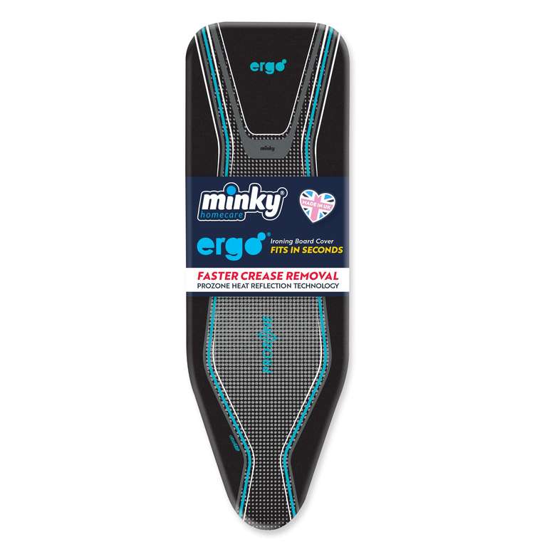 Minky Ergo Extra Thick Elasticated Replacement Ironing Board Cover - Blue/Mint (Prime Exclusive)