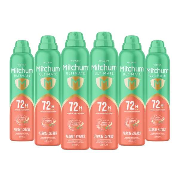 Mitchum Women Ultimate 72H deodorant Aerosol Floral Citrus,pack of 6