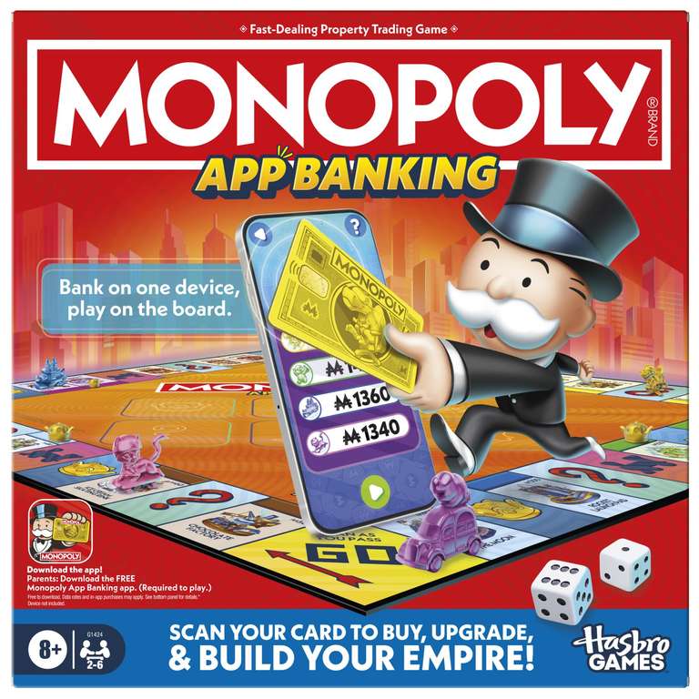 Monopoly App Banking Board Game with Digital Banking Cards, Free App Integration & AR Mini-Games
