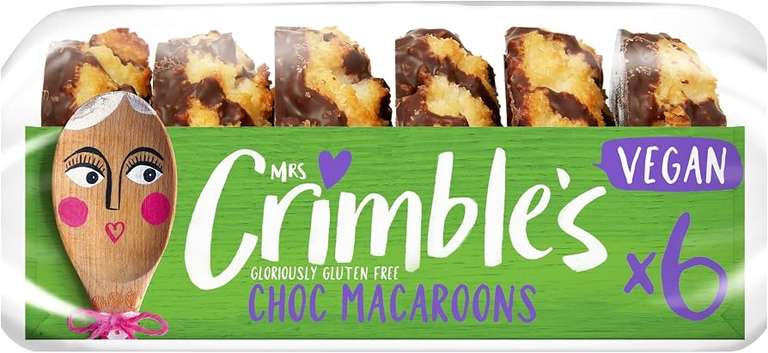 Mrs Crimble's Gluten Free Vegan Chocolate Covered Coconut Macaroons 6 Pack - 95p / 85p S&S