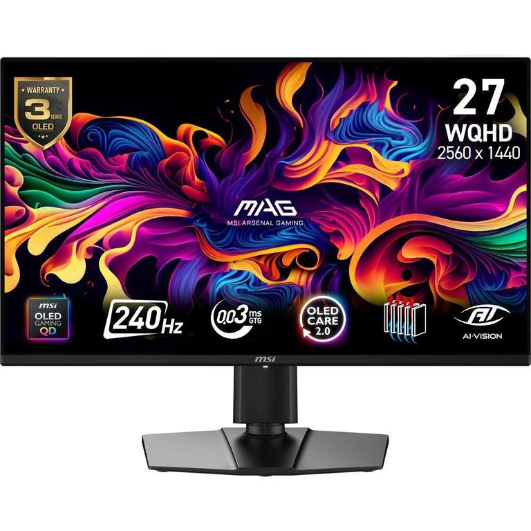 MSI CMS MAG 274QP QD-OLED X24 WQHD 240Hz Gaming Monitor - Black - W/Code @ AO