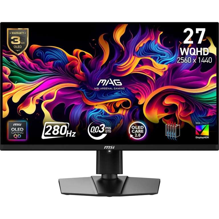 MSI MAG 271QP QD-OLED X28 27" WQHD 280Hz OLED Gaming Monitor - Black / White - W/Code - Sold by ao (UK Mainland)