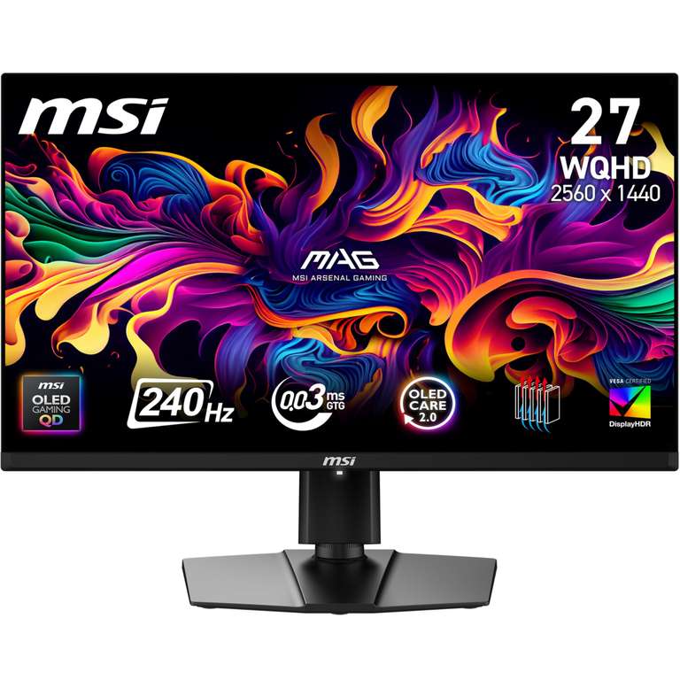 MSI MAG 273QP QD-OLED X24 26.5 Inch WQHD Gaming Monitor - 2560 x 1440