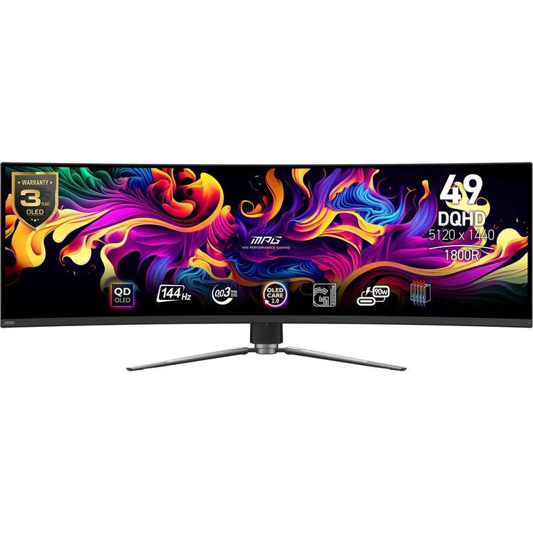 MSI MPG 491CQP - 49" QD-OLED DQHD (5120x1440), OLED Care 2.0 Ultrawide Monitor - with code - sold by ao