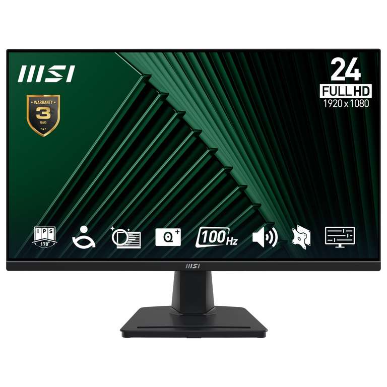 MSI PRO MP245G 23.8 Inch Full HD Office Monitor - 1920 x 1080 IPS Panel, 100 Hz, Eye-Friendly Screen