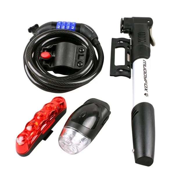 Muddyfox Bike Accessory Set - Bicycle Lights, Lock & Mini Pump Cycling Kit - Sold by TriSportsResort (UK Mainland)