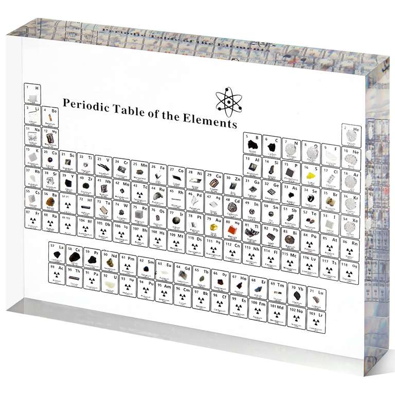 Mukarisk Periodic Table With Real Elements Inside - Acrylic Display With Element Samples