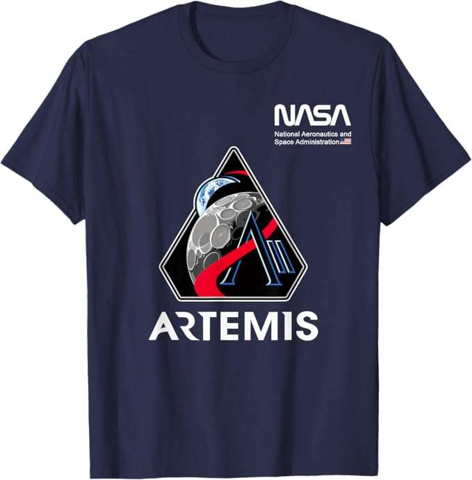 NASA Artemis II Mission Patch Worm Logo T-Shirt