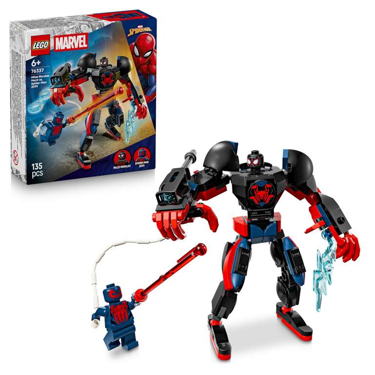 LEGO | Marvel Miles Morales Mech vs. Spider-Man 2099 - w/an Action Figure & 2 Minifigures, plus Razor Web and Power Blast Elements