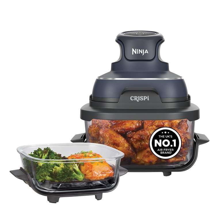 Ninja Portable Air Fryer, 3.8L, 4-in-1 - 2x Removable Glass Containers & Lids, 1700W, CFN101UKGY