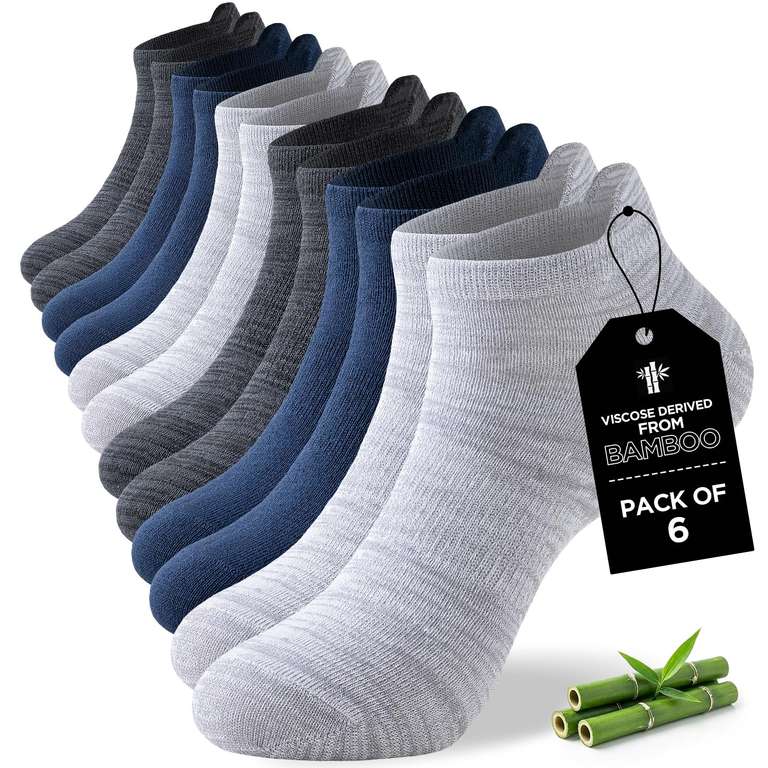 Niorasen Bamboo Trainer Socks - 6 Pairs | Men & Women | UK Sizes 5–8, 9–11 & 12–15 | Sold by Niorasen Direct - UK FBA