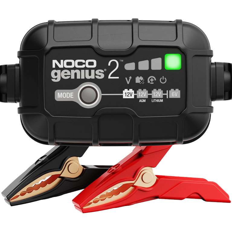 NOCO GENIUS2: 2A 6V/12V Smart Battery Charger - Automatic Maintainer, Trickle Charger & Desulfator with Overcharge Protection & Temperature