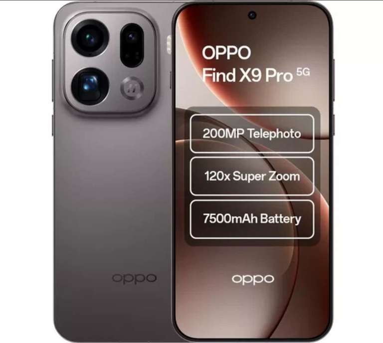 OPPO Find X9 Pro - 512 GB, Titanium Charcoal - Refurbished - Grade A - Sold By Currys Clearance