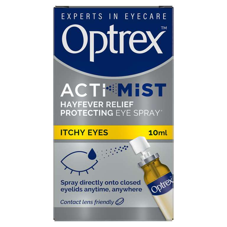 Optrex Actimist 10ml Hayfever/Allergy Eye Spray 15% voucher first S&S, (£4.68)