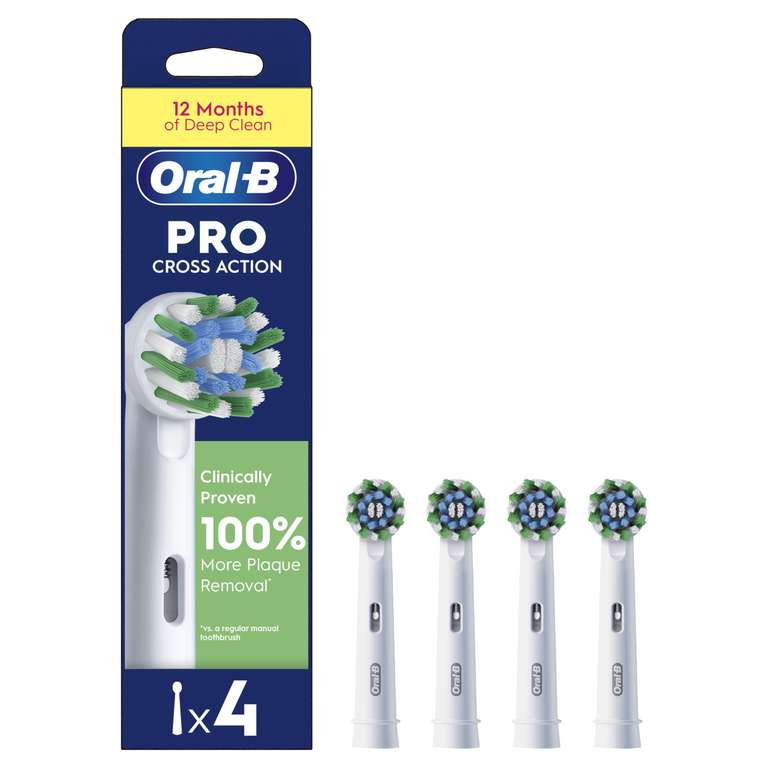 ORAL-B Pro Cross Action Toothbrush Heads X-Shape Bristles White Pack of 8 - Sold By SNAP SHAB