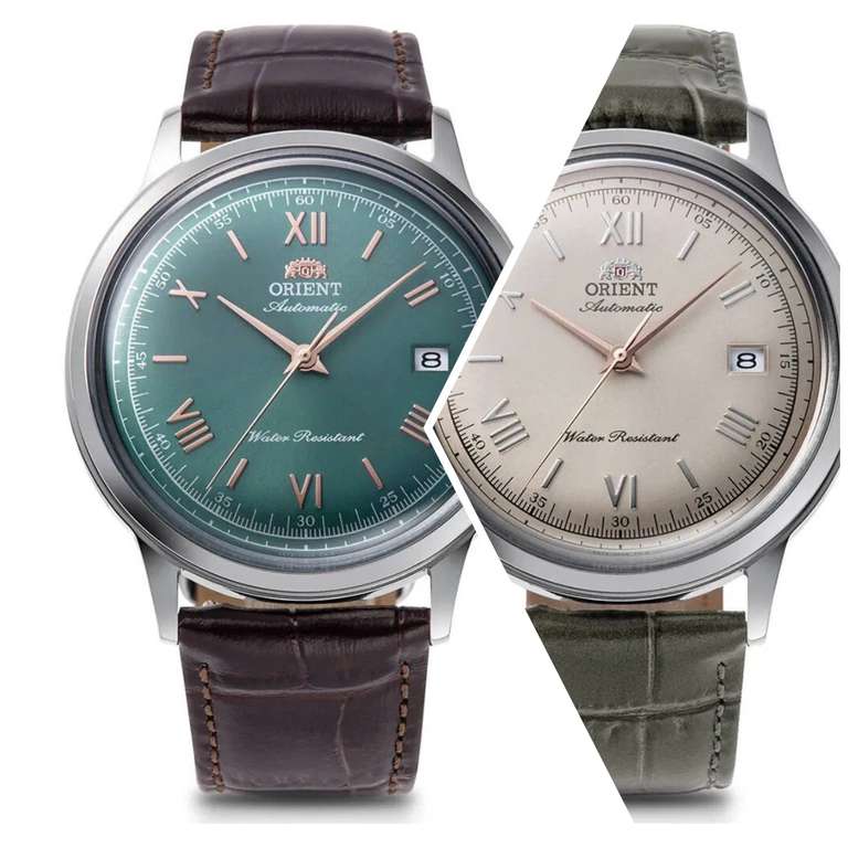 Orient Bambino 2 Grey/Green Dial Automatic Watch with code at H.S.Johnson Jewellers