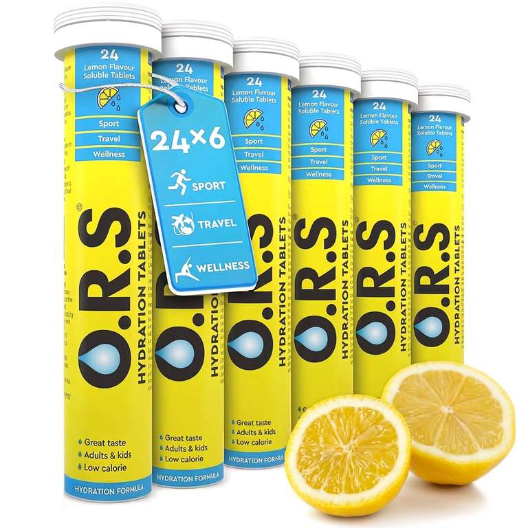 O.R.S Hydration Tablets with Electrolytes, Vegan, Gluten and Lactose Free Formula (Pack of 6 x 24)