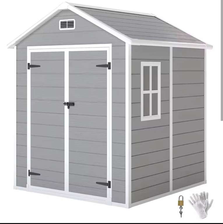 Outsunny 6 x 5ft Resin Garden Shed with Floor and Window, Dark Grey with code - UK stock - AOSOM MHSTAR UK Store