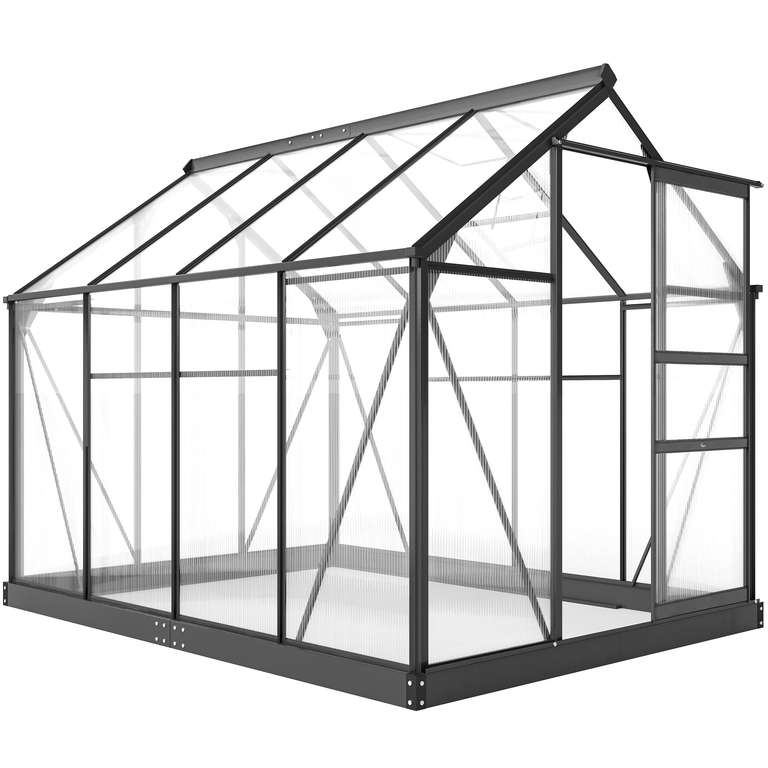 Outsunny 6 x 8ft Polycarbonate Greenhouse - Grey