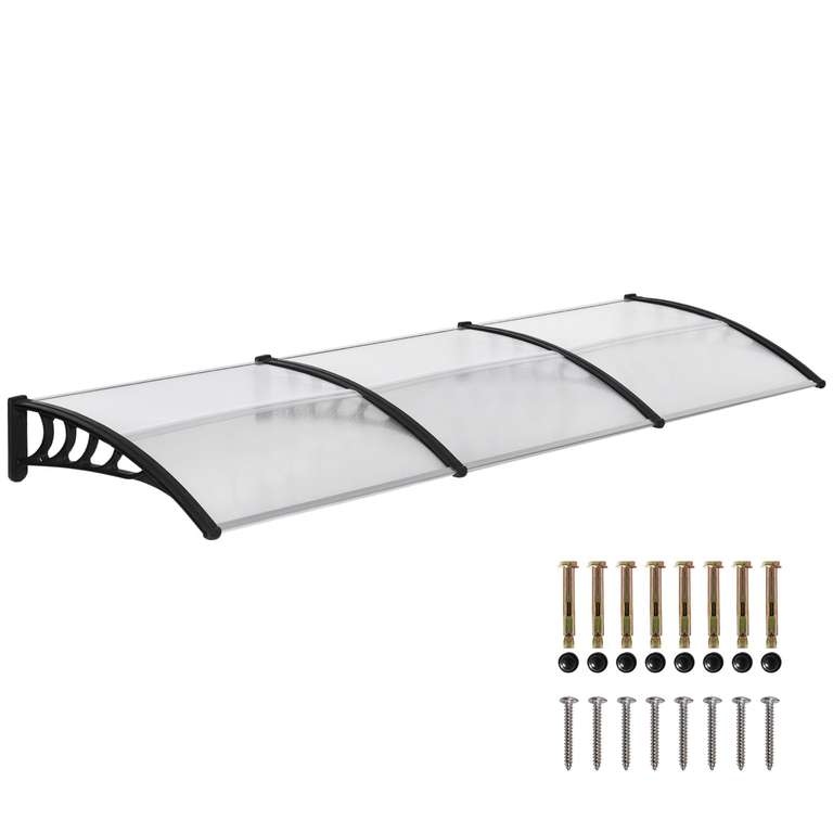 Outsunny Triple Front Door Canopy Outdoor Awning Rain Shelter 303 x 96cm Clear