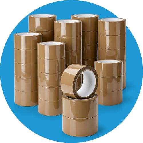 Packaging Tape, Heavy Duty Brown Parcel Tape 12 Rolls With Low Noise - 48mm x 66m