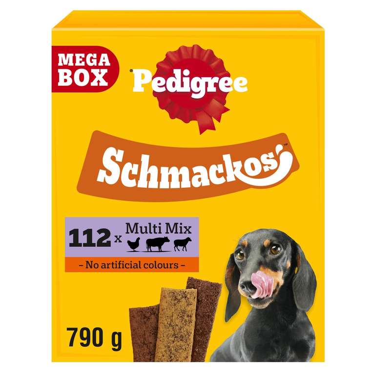 Pedigree Schmackos Mega Pack 110/112 Strips Snacks, Dog Treat Multipack with Beef, Lamb and Poultry Flavours (£4.16 S&S)