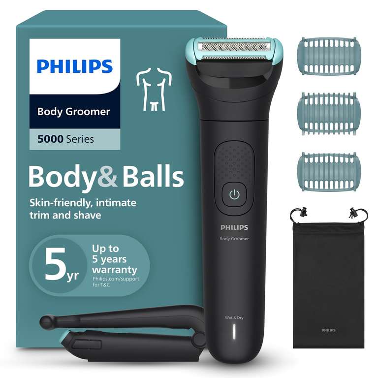 Philips Body Groomer 3000 Series - Trimmer for Men with Triple Protect Shave System, Intimate Trim & Shave