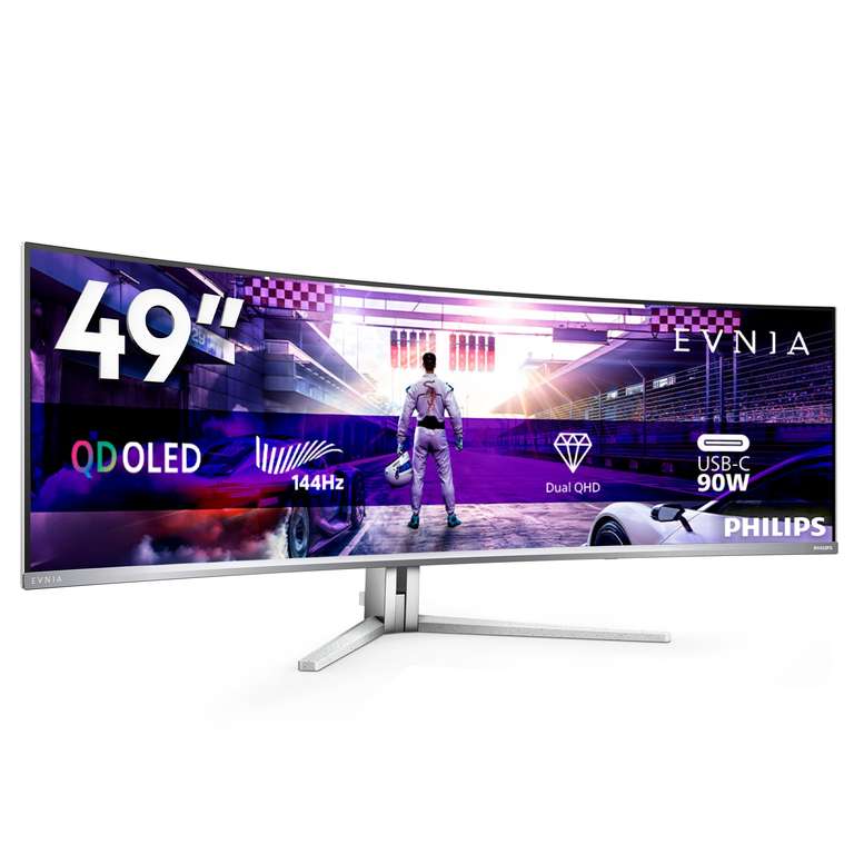 Philips Evnia 49M2C8900L - 49 Inch DQHD OLED Curved Gaming Monitor 144 Hertz 5120x1440 White