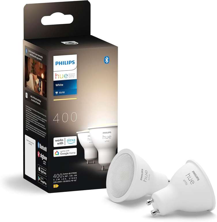 Philips Hue GU10 – Smart LED Spotlight – (3-Pack) White Ambiance