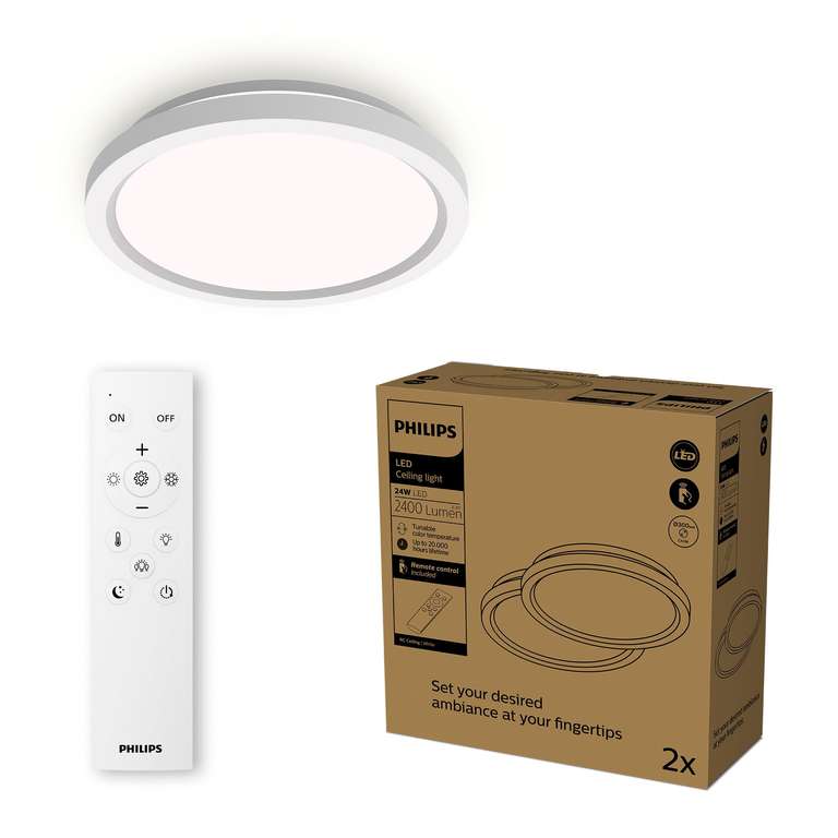 Philips LED Remote Control Ceiling Light, Round, 30cm, Dimmable