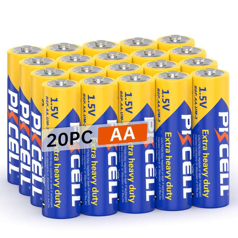 PKCELL AA Batteries Long Lasting 1.5V Battery for TV Remotes, Torches, Toys,Smoke Alarms,3 Year Shelf Life,20 Count