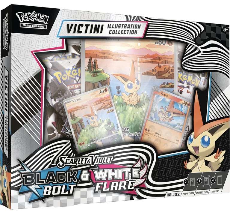 Pokémon TCG Unova Victini Illustration Collection, 1 Full-Art Foil Promo Card, 4 Booster Packs & 1 Oversize Promo Card - by Invitation