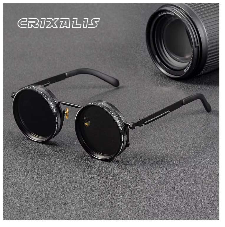 Polarized Round Sunglasses ND9 Adjustable Dimming - Sold By CRIXALIS Accessories Store