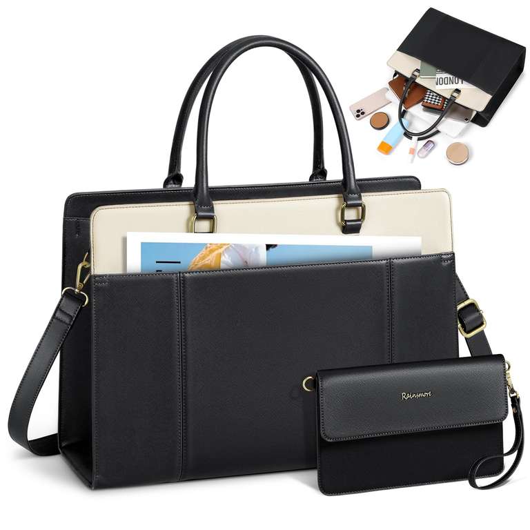 RAINSMORE Laptop Bag - 15.6 Inch Bag with Clutch, Black - Sold by ManTT / FBA