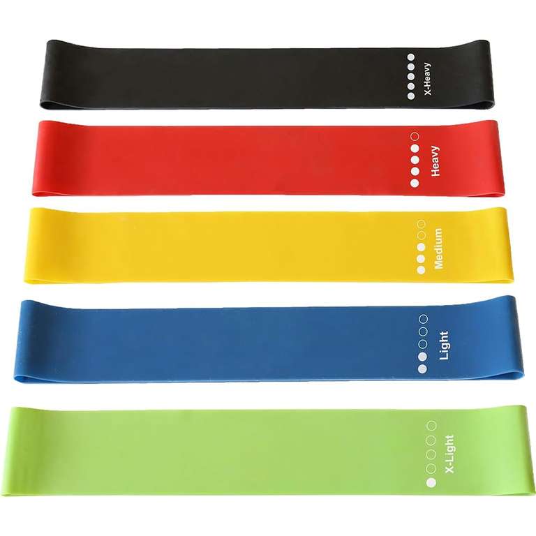 Ram 5 PACK Gym Resistance Bands Women Men Strength Training Resistant Bands Pilates Yoga Gym Leg Training Glutes Resistance Bands x 5