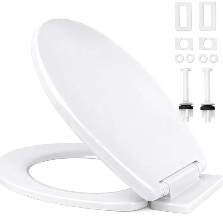 Ram White Soft Close Toilet Seat with Quick Release for Easy Clean Loo Toilet Seat with Adjustable Hinges Standard O Shape Toilet Seat