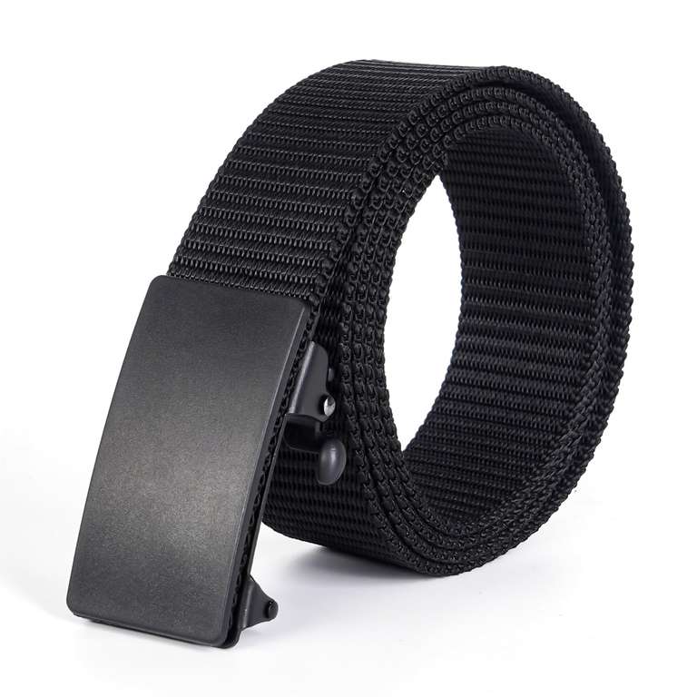 Ratchet Buckle Belt for Men, Auto-Lock, Black, Waist below 39", 43" & 46" - Ships by and sold by Haul Global