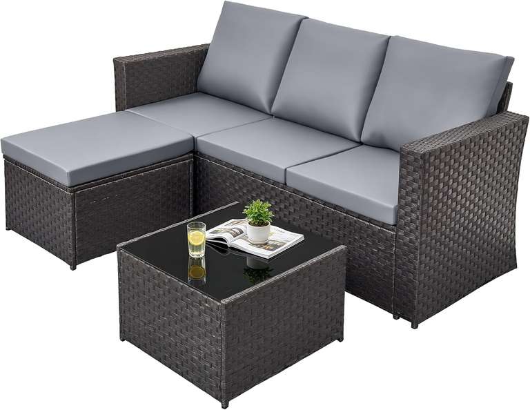 Rattanstar 4 Seater Garden Furniture Set, Outdoor High-Back - Black - Sold By Rattan Star/FBA