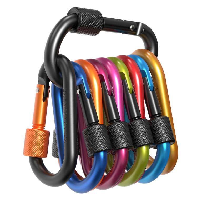 RAVN HAMAN 10 x Locking carabiner Hooks- Colourful - Carabiner with screw lock up to 30 kg sold by Semexo FBA