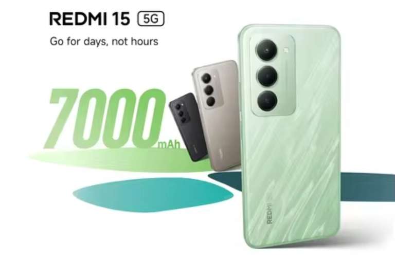 Redmi 15 5G Global Version All Colours 7000mAh 33W SD 6s Gen 3 6.9" 144Hz 50MP Camera. Sold By Xiaomi UK Flagship Store