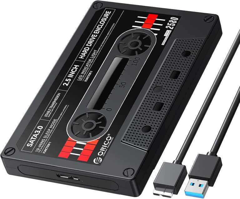 ORICO 2.5'' Retro Cassette Hard Drive Enclosure SATA to USB3.0 - Prime Deal - Sold by Orico Official Store FBA