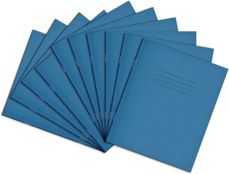 Rhino - 10 x Pack - Exercise Books, 48-Page / 5mm Squared Paper Notebook, Light Blue
