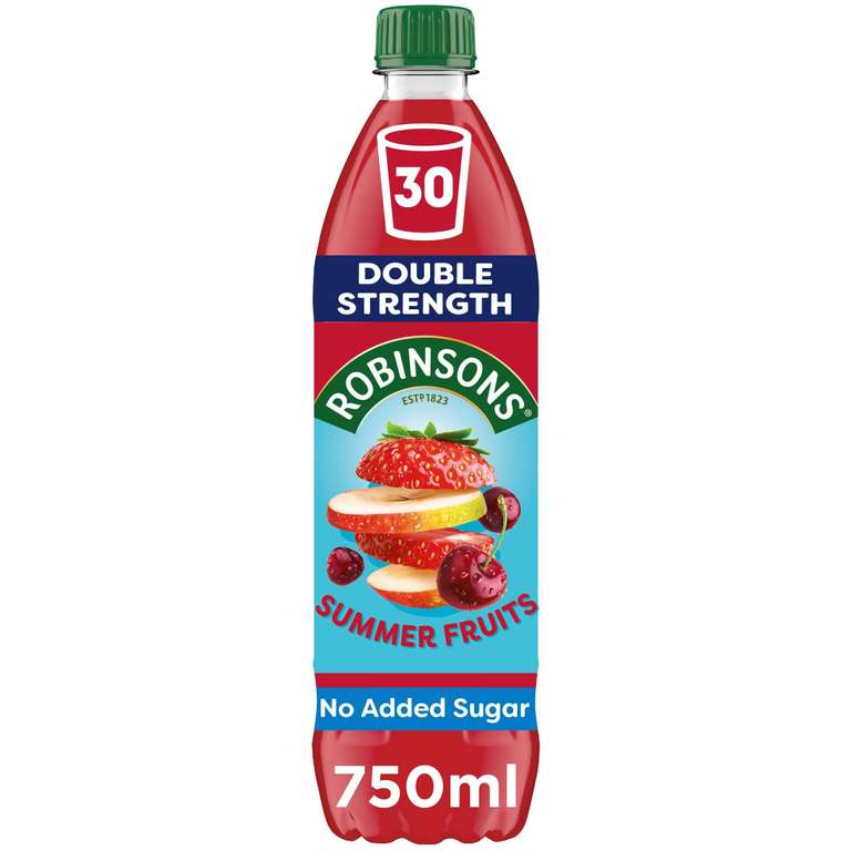 Robinsons Double Strength Summer Fruits No Added Sugar Squash 750ml