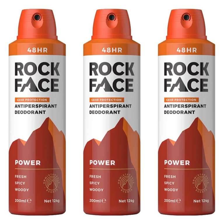 Rock Face Power Antiperspirant for Men 3 x 200ml - £4.70 / £4.21 S&S