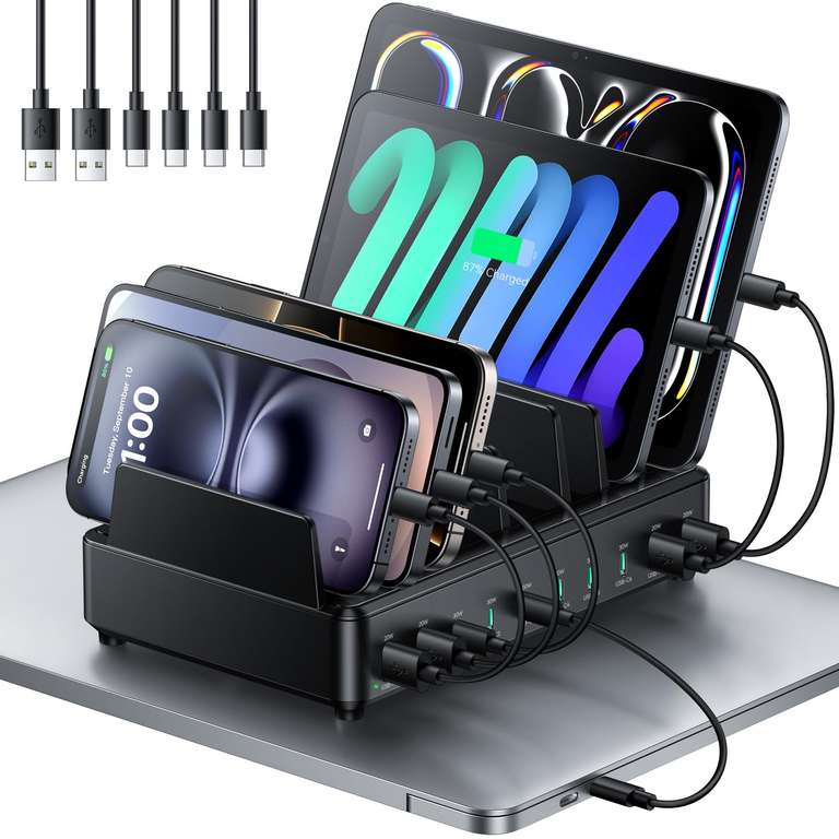 Rocoren 400W (100W X2 / 30W x 4 / 20W x 4) Charging Station Dock, GaN PD100W 10 Ports Rocoren Official Shop FBA (Prime Exclusive)
