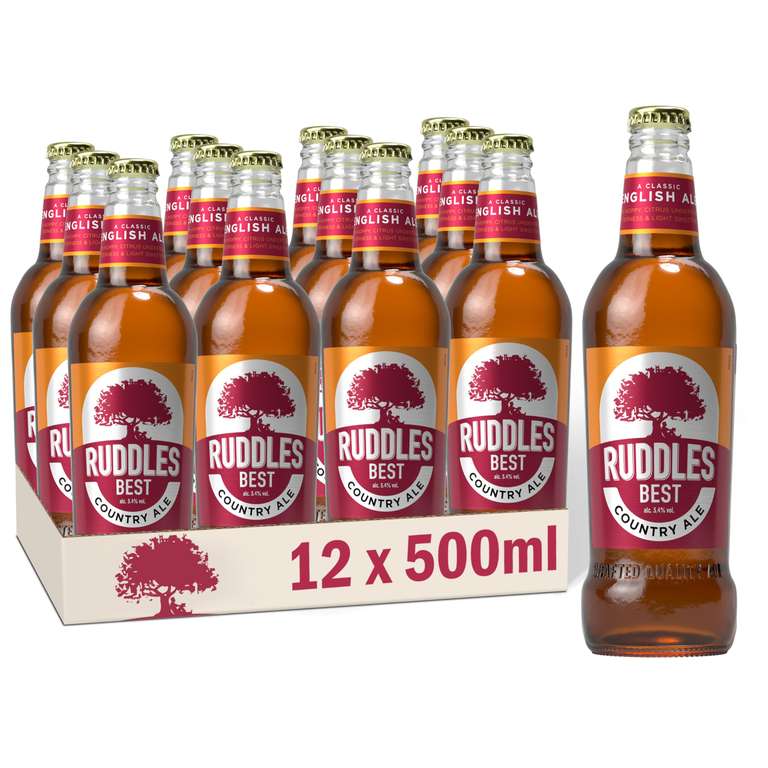 Ruddles Best Bitter Ale Beer, 12 x 500ml Bottles, Traditional English Ale