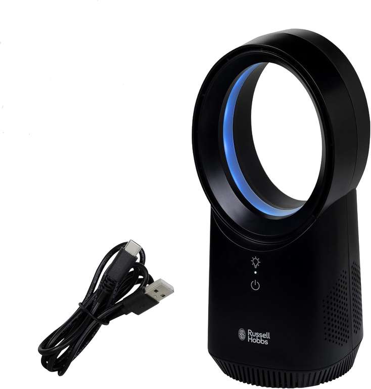 Russell Hobbs Bladeless Wireless Desk Fan with Ambient Lighting (Prime Exclusive)