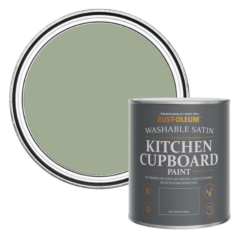 Rust-Oleum Green Scrubbable Kitchen Cupboard Paint in Satin Finish - Various Shades - 750ml
