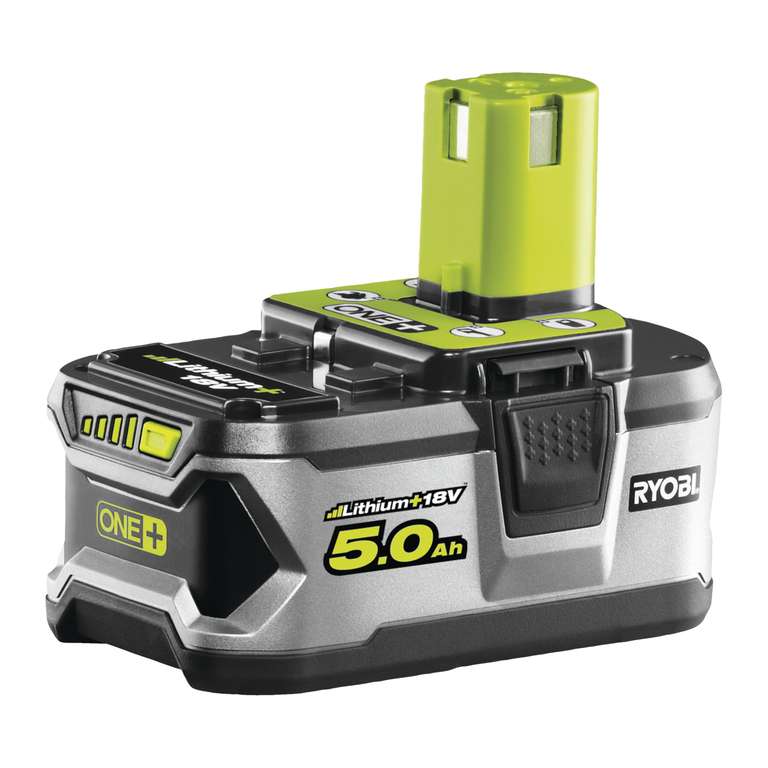RYOBI 18V ONE+ 5.0Ah Lithium+ Battery | RB18L50, Hyper Green, Lithium+ technology, 5.0Ah capacity, powers all ONE+ tools